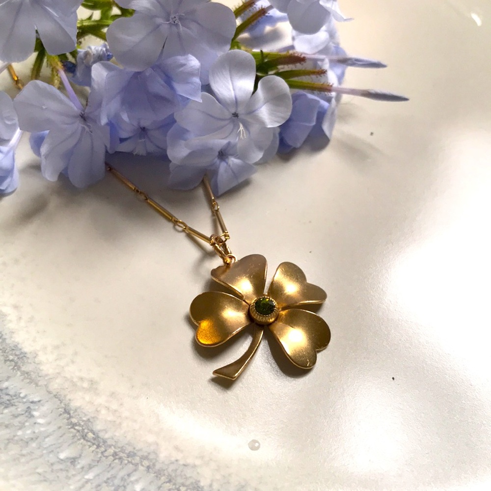 Yellow Gold Four-Leaf Clover Charm Pendant Necklace with Chain🔶🔶🔶🔶🔶